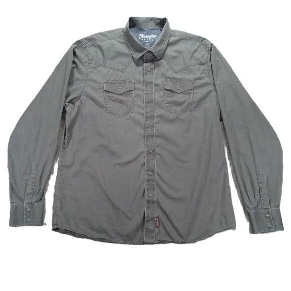 Wrangler Retro Pearl Snap Shirt Men 2XT TALL Green 100% Cotton Western - Picture 1 of 10